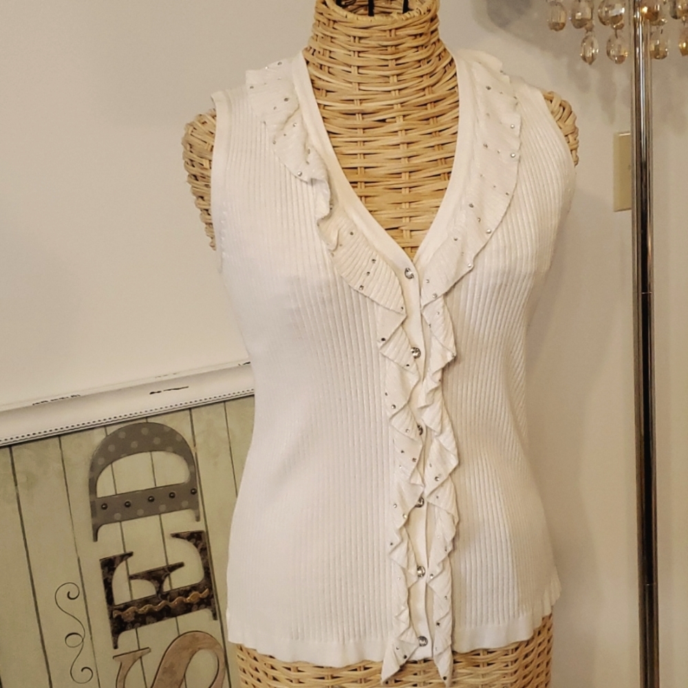 Belldini White Ruffled Blouse